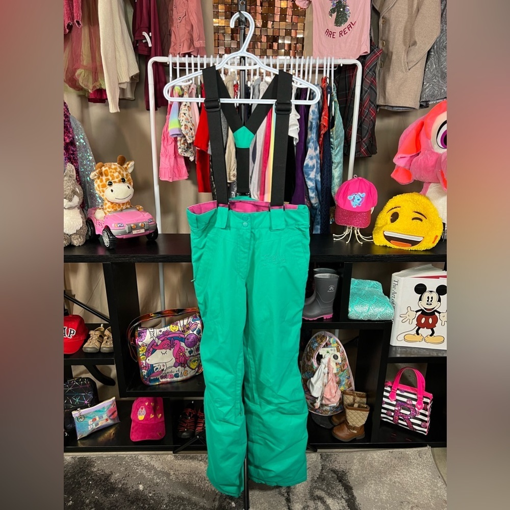 Firefly Teal with Magenta Interior Size Large Snow Pants / Winter Layer